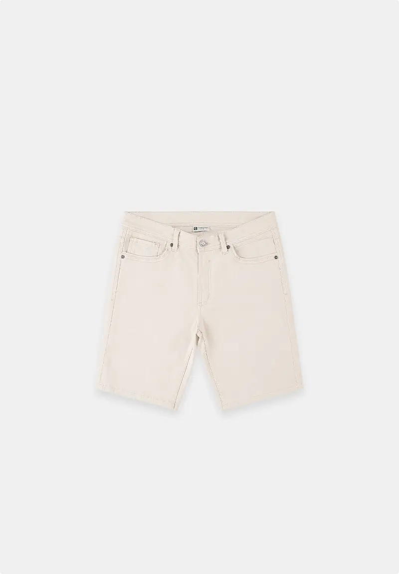 Regular fit short twill structuur