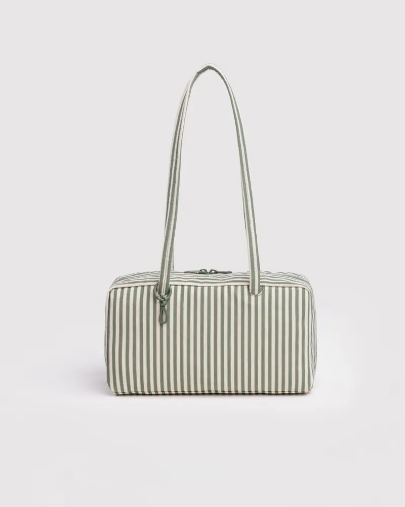 Regular Nylon Bowler Bag - Sage Stripe