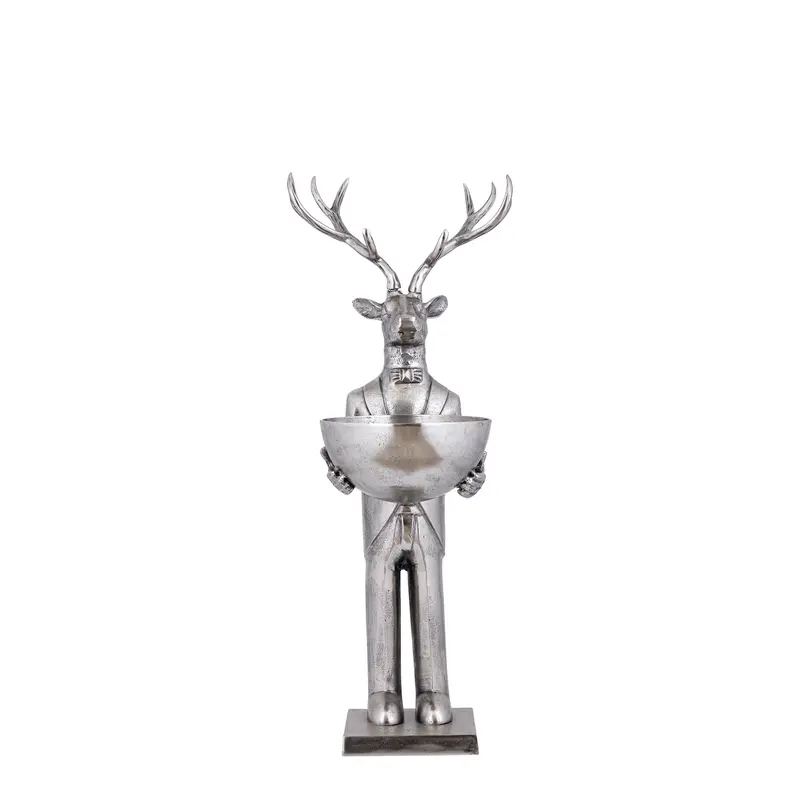 Rendier Beeld met Schaal Gun Metal 109cm Small PTMD