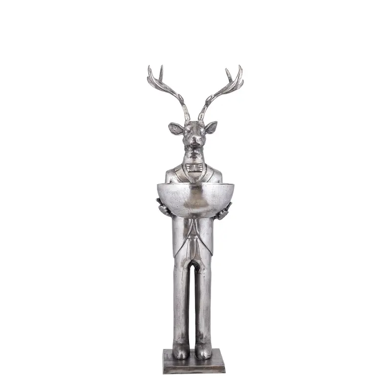 Rendier Beeld met Schaal Gun Metal 155cm Medium PTMD
