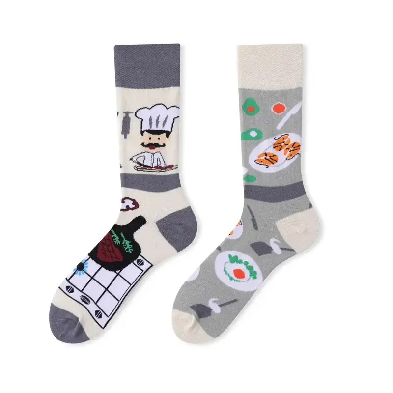Restaurant Chef Mismatched Crew Socks