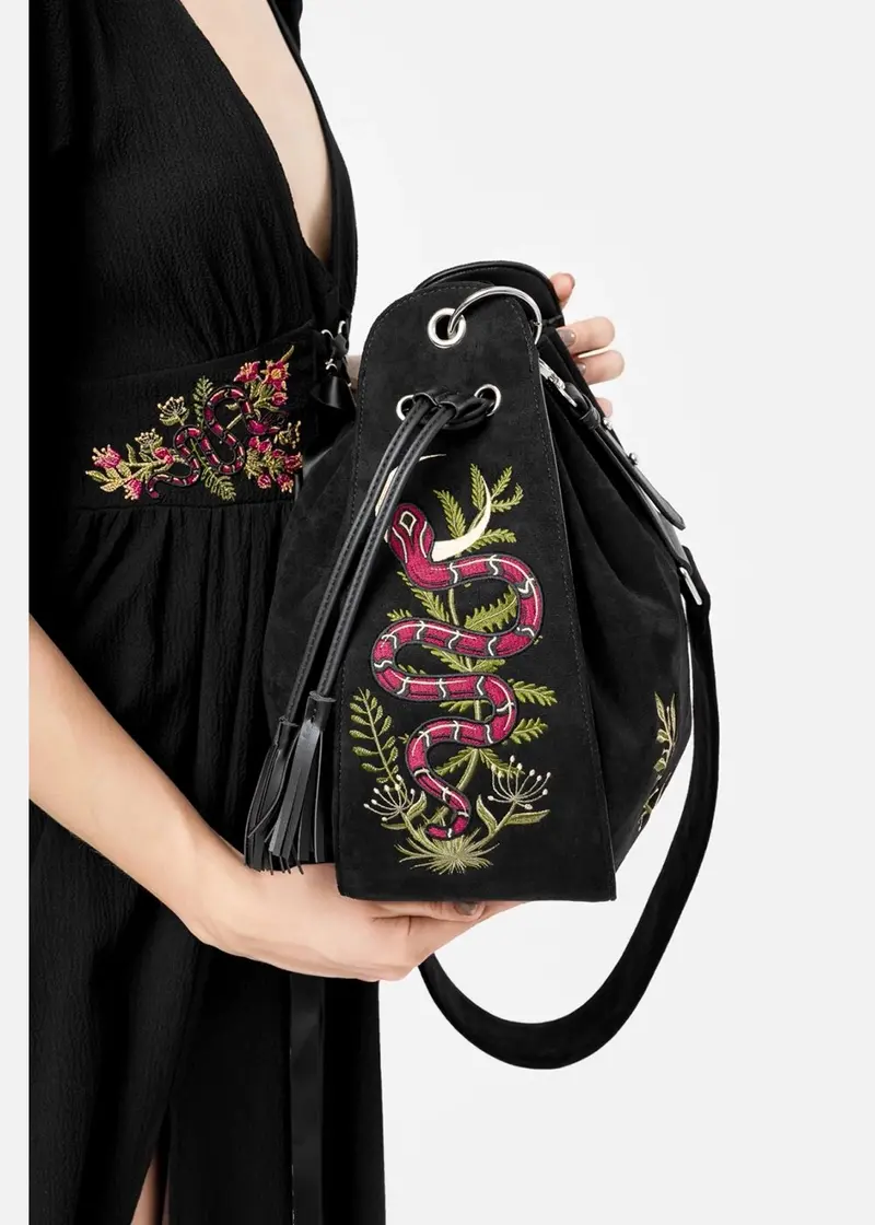 Restyle Serpent Lair Snake Shoulder Bag Black