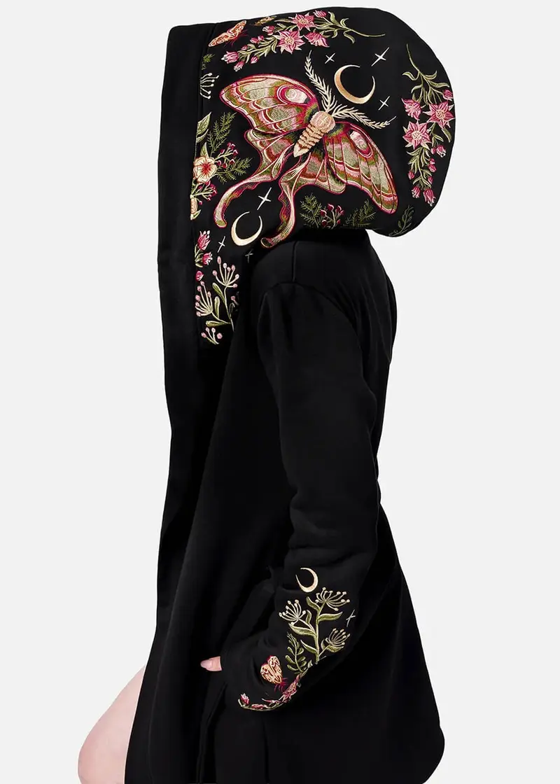 Restyle Wilderwood Moth Hoodie Black