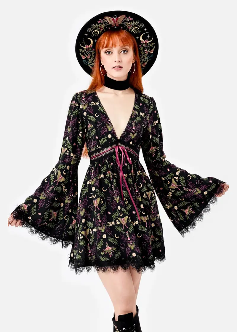 Restyle Wilderwood Moth Mini Dress
