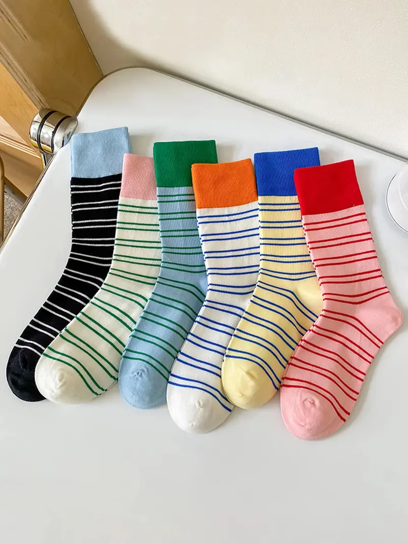 Retro Contrast Stripe Crew Socks