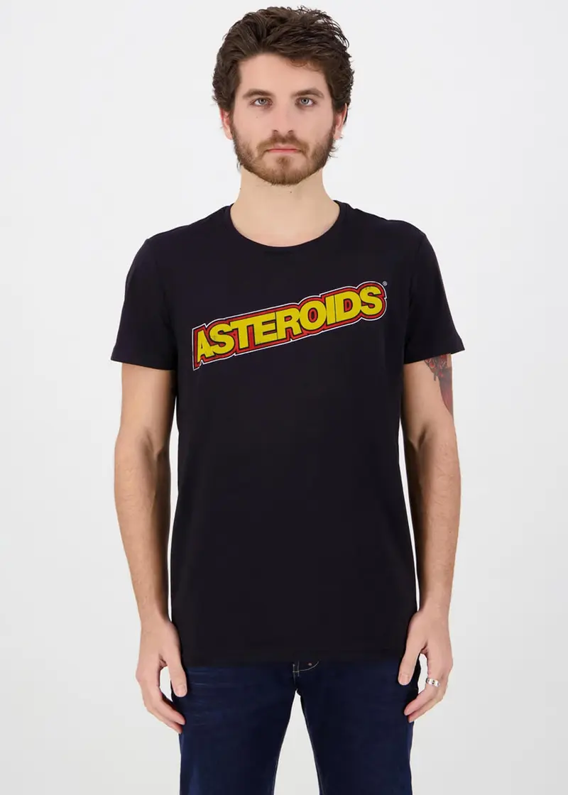 Retro Games Men's Atari Astroids Logo T-Shirt Black