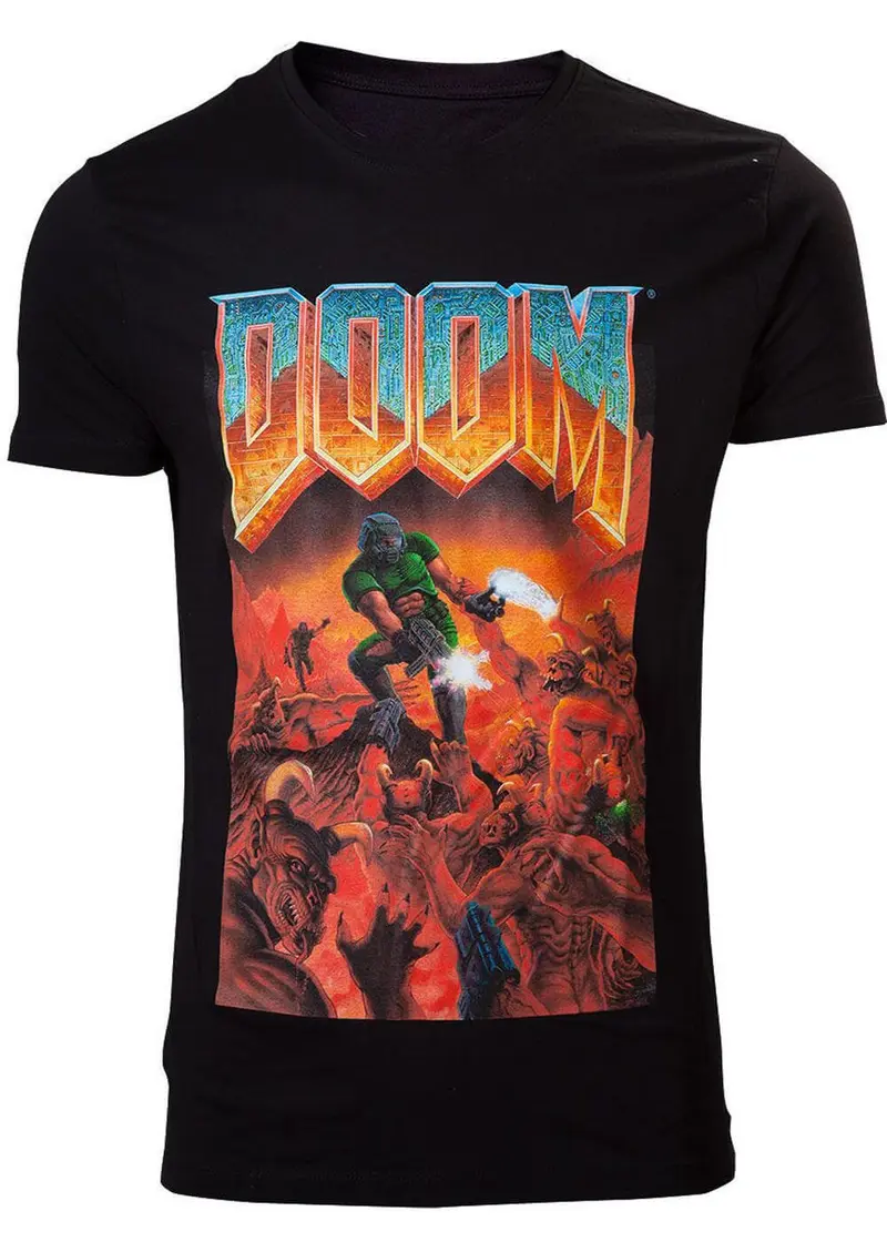 Retro Games Men's Doom Classic Boxart T-Shirt Black
