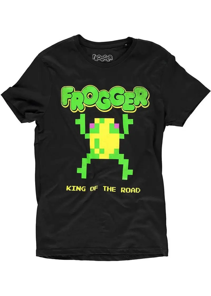 Retro Games Men's Frogger The OG Pixel T-Shirt Black