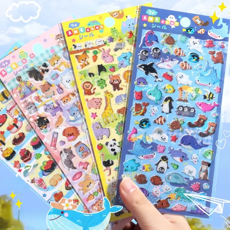 Retro Glitter Jelly Sticker Sheet Set (4 Sheets)