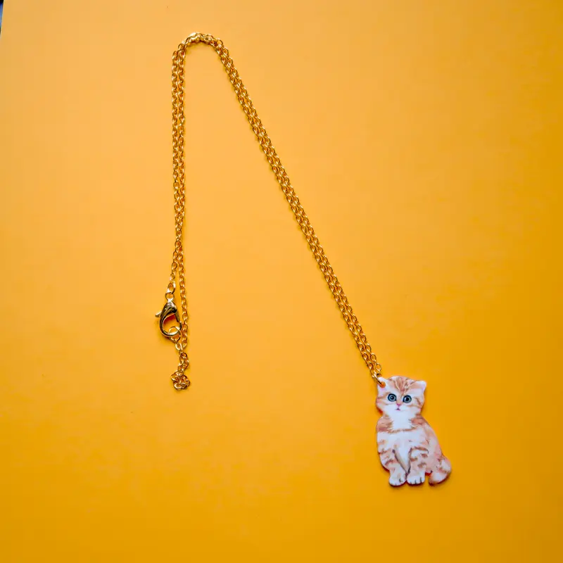 Retro Kitten Charm Necklace