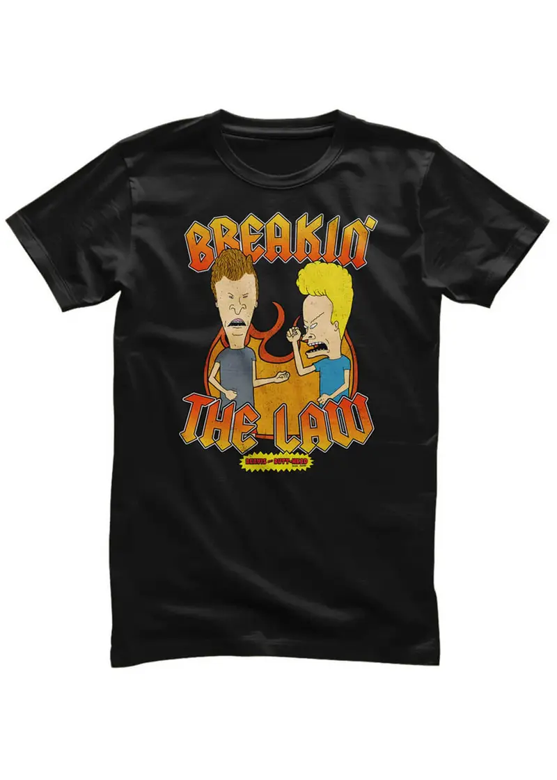 Retro Movies Beavis and Butt-Head Breakin' The Law T-Shirt Black
