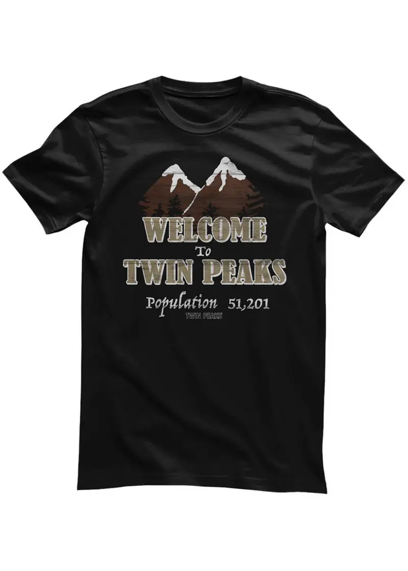 Retro Movies Welcome To Twin Peaks T-Shirt Black