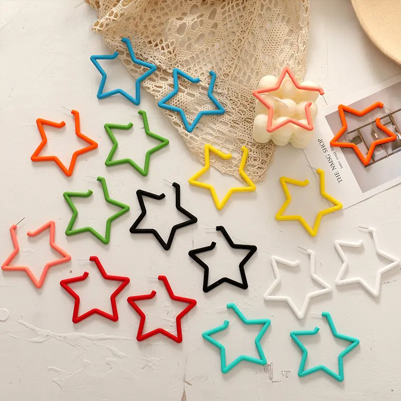 Retro Star Earrings (10 Colours)
