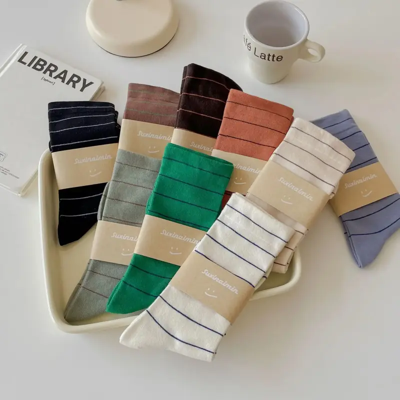 Retro Stripe Crew Socks (9 Colours)