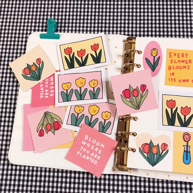 Retro Tulips Sticker Pack (14pcs)