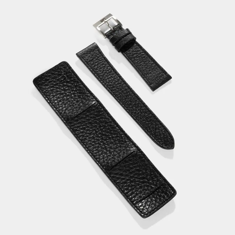 Rich Black Leather Bund Strap
