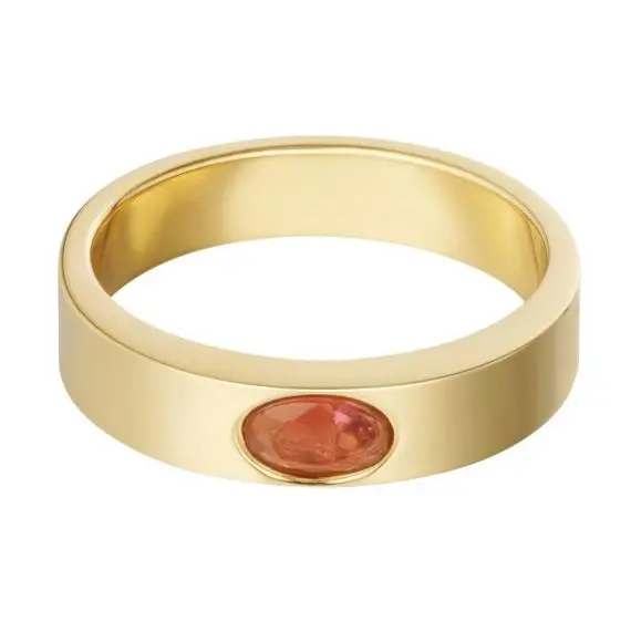 Ring Basic met steen goud fuchsia