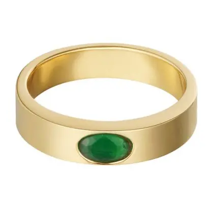 Ring Basic Steen goud groen maat 16