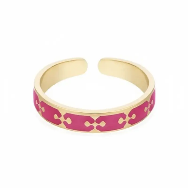 Ring Kleurrijk goud fuchsia one size