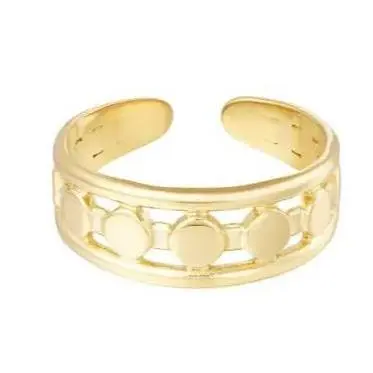 Ring Lijnen met Dots goud one size