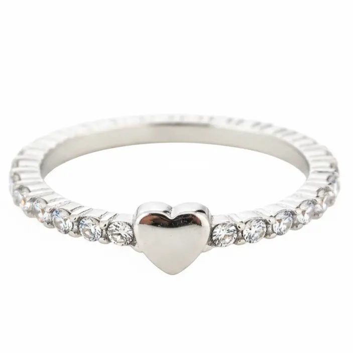 Ring Zirkonia met Hartje zilver