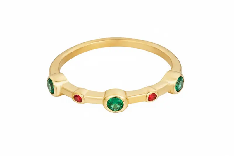 Ring Zirkonia Steentjes goud groen size 17
