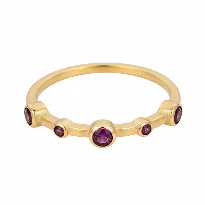 Ring Zirkonia Steentjes goud paars size 17