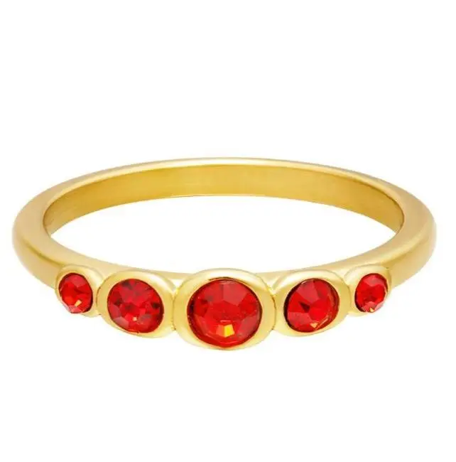 Ring Zirkoon glans goud rood