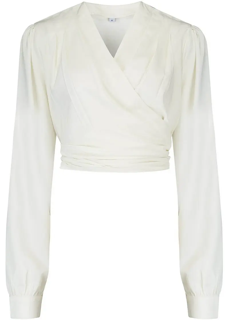 Rock N Romance Darla Long Sleeve 40s Wrap Blouse Antique White
