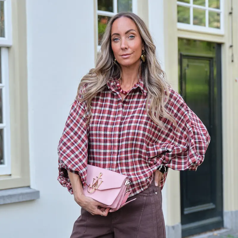 Rody ruitjes blouse bordeaux