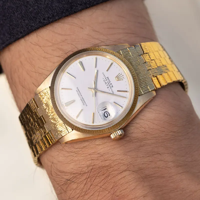 Rolex Date 1507 Gelbgold Brick Band und Lünette