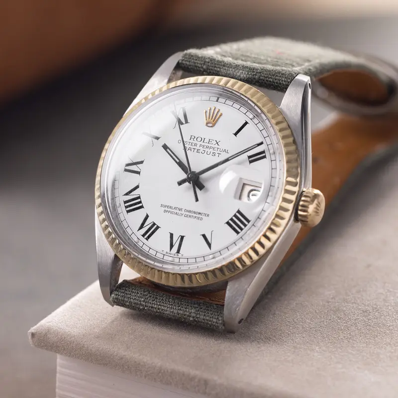 Rolex Datejust 1601/3 weißes Buckley Zifferblatt