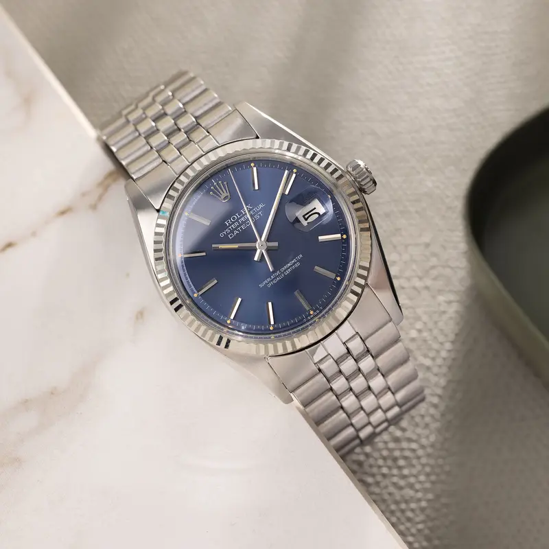 Rolex Datejust 1601 blaues Zifferblatt mit Papieren