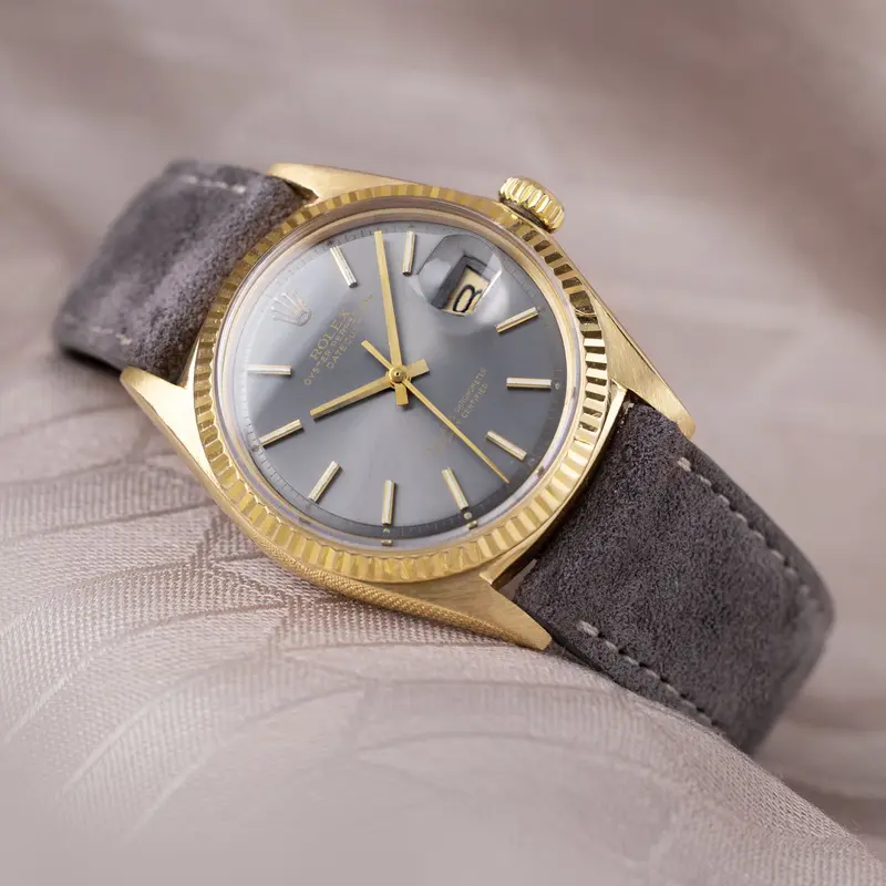 Rolex Datejust 1601 Gelbgold mit grauem Soleil Sigma Zifferblatt