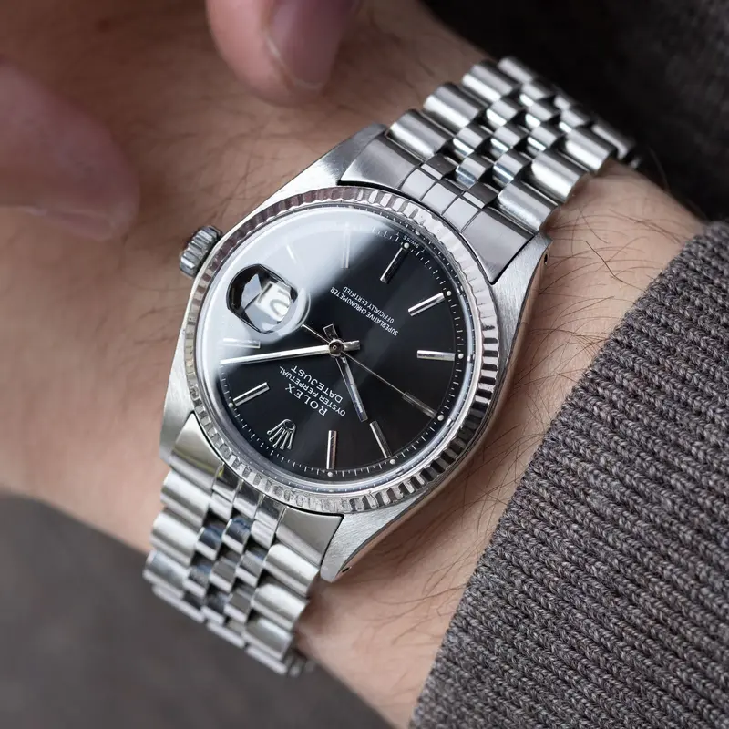 Rolex Datejust 1601 Rare Soleil Finish Black Dial