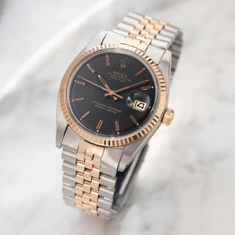 Rolex Datejust 1601 Steel and Rose Gold Black Sigma Dial