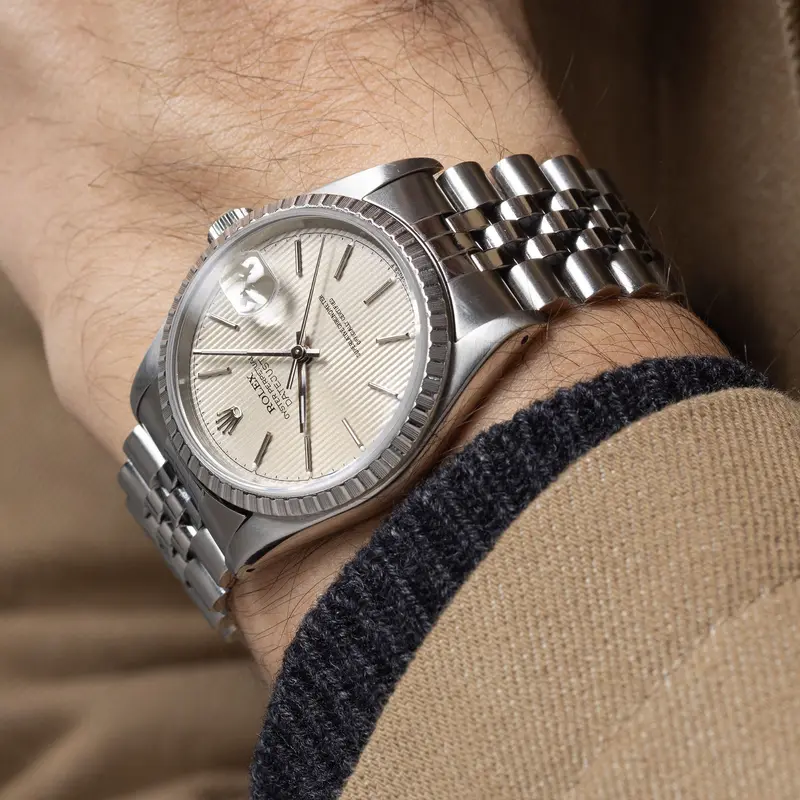 Rolex Datejust 16220 Silver Tapestry Dial