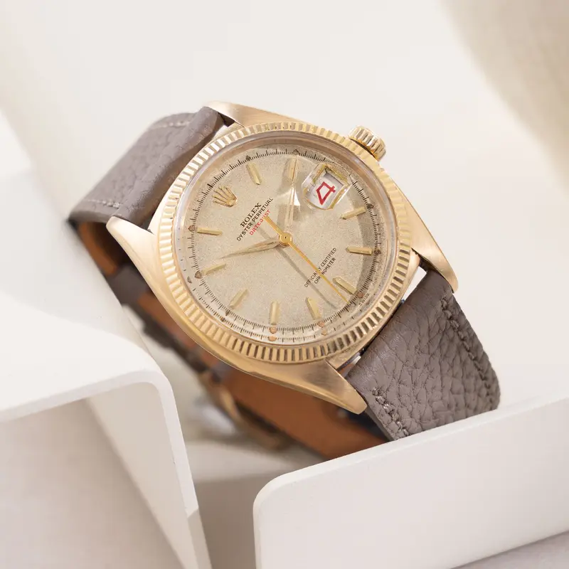 Rolex Datejust Ref. 6305 Ovettone with "Swiss Only" Red Writing Dial and Roulette Date