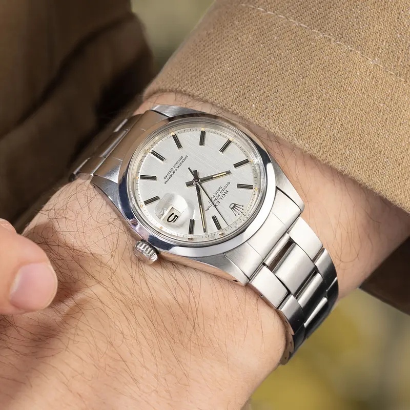 Rolex Datejust Referenz 1600 Seltenes silbernes "Vertical Brush" Sigma Zifferblatt