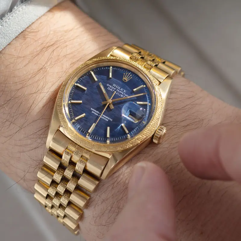 Rolex Datejust Referenz 1611 Morellis Mit Blauem Shantung Zifferblatt