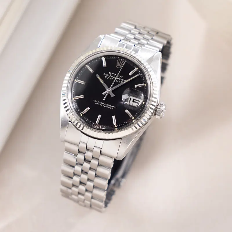 Rolex Datejust Schwarzes Gilt Zifferblatt mit Rolex Service Papiere Referenz 1601