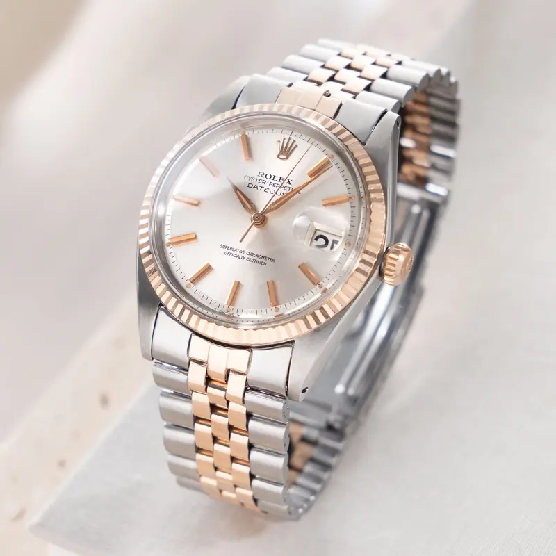 Rolex Datejust Steel and Pink Gold Silver Dial Ref 1601