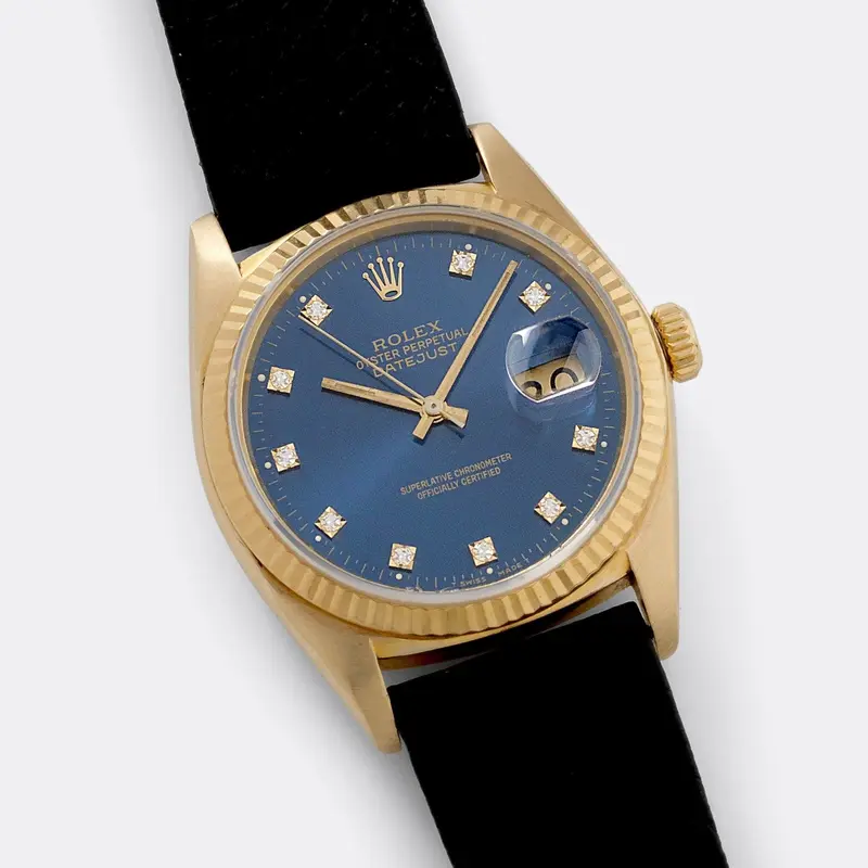 Rolex Datejust Yellow Gold 16018 Blue Diamond Hours Dial