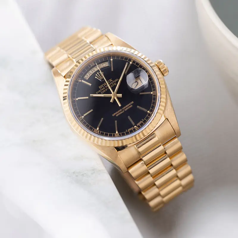 Rolex Day-Date 18038 Yellow Gold with Black Dial