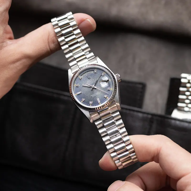 ROLEX DAY-DATE 18039 Weißgold Mit Blauem Diamant Zifferblatt