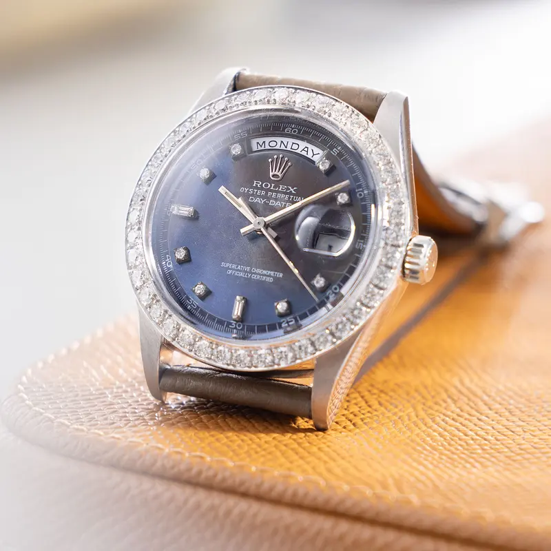 Rolex Day-Date 1804 WEISSGOLD Blaues Diamantzifferblatt