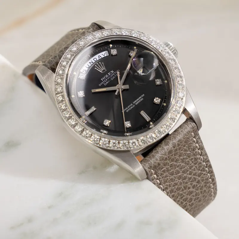 Rolex Day-Date mit grauem Diamant besetztem Zifferblatt in 18 Karat Weißgold Refernz 1804
