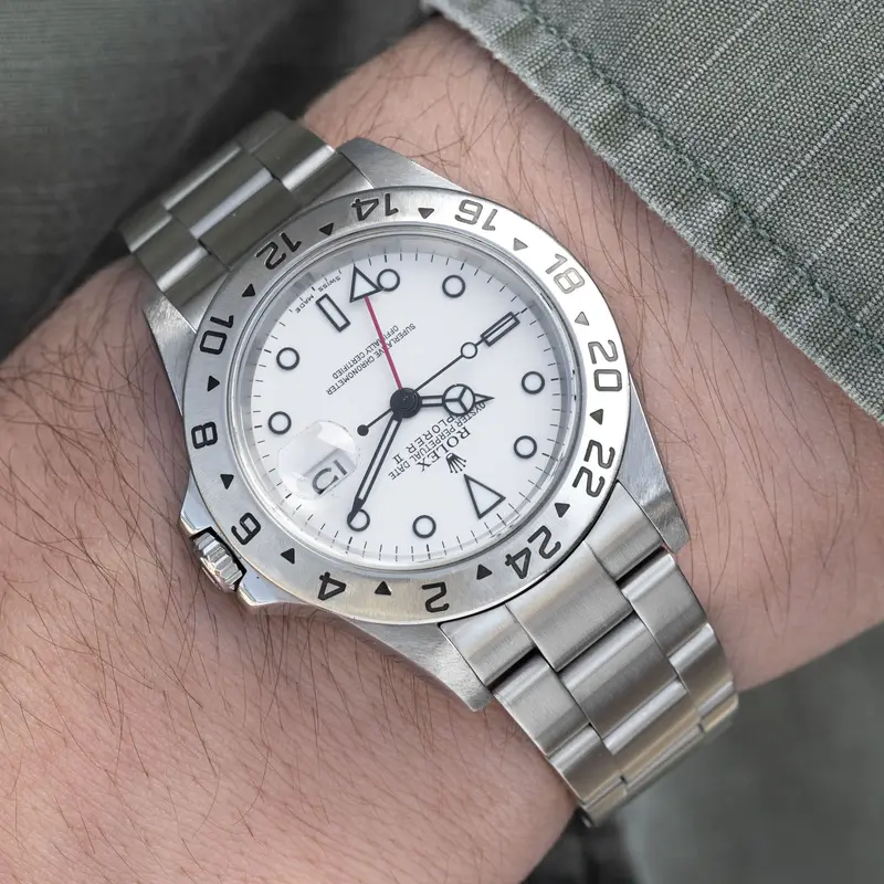 Rolex Explorer 2 16570 Weißes Zifferblatt No-Lug-Hole Gehäuse