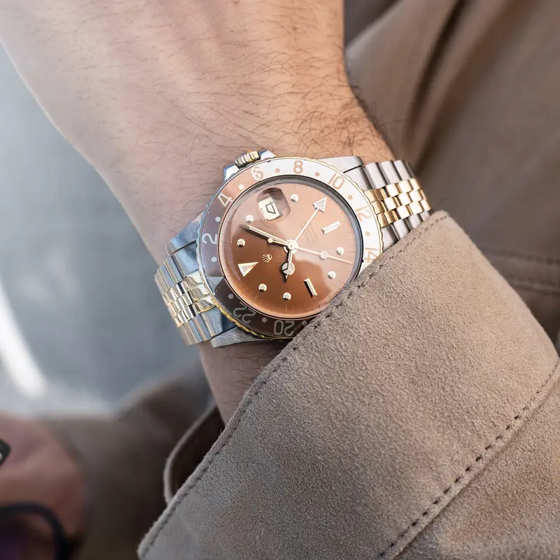 Rolex GMT-Master 1675/3 Stahl Gold mit braunem Nipple Zifferblatt