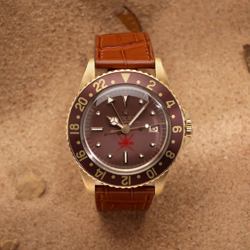 Rolex GMT-Master 1675/8 Unqiue Brown Khanjar Nipple Dial with Rolex Service Papers
